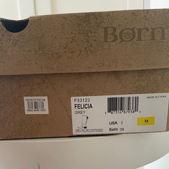 BORN Felicia Grey Distressed Suede Leather Knee High Boot - Picture 8 of 8